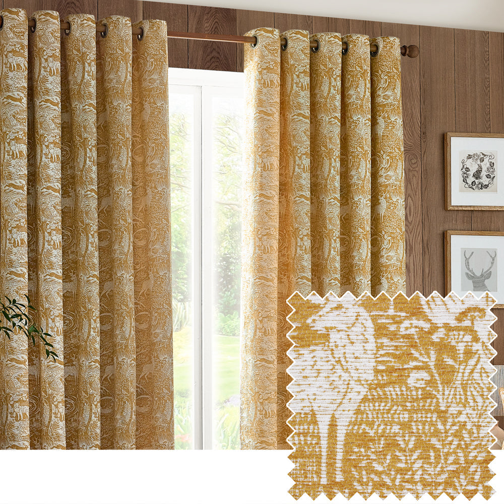 Winter Woods Animal Chenille Eyelet Curtains