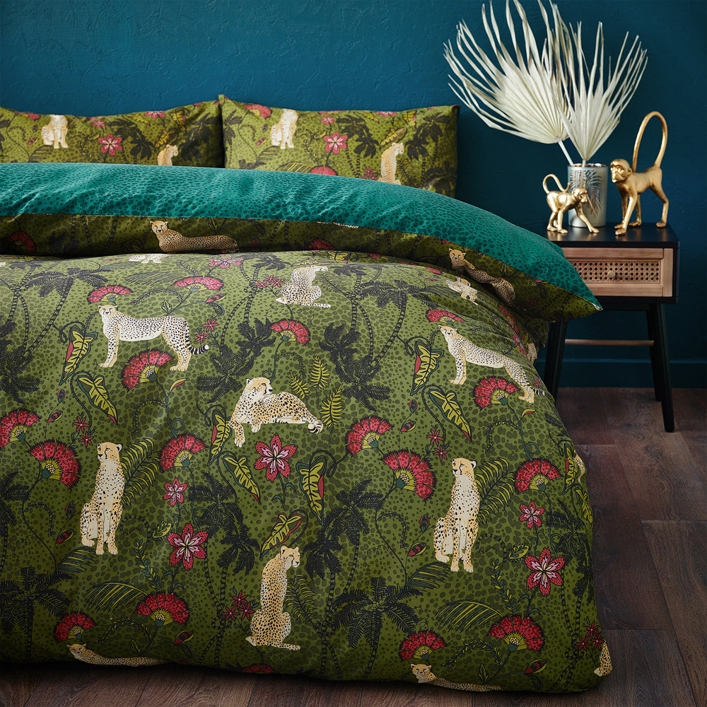 Tropica Cheetah Botanical Duvet Cover Set