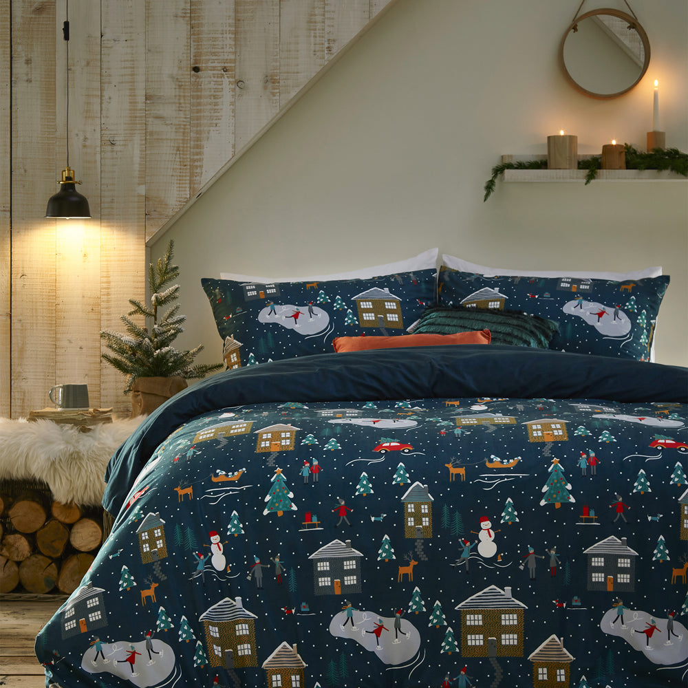 Winter Pines Pyjama Fleece Christmas Duvet Cover Set