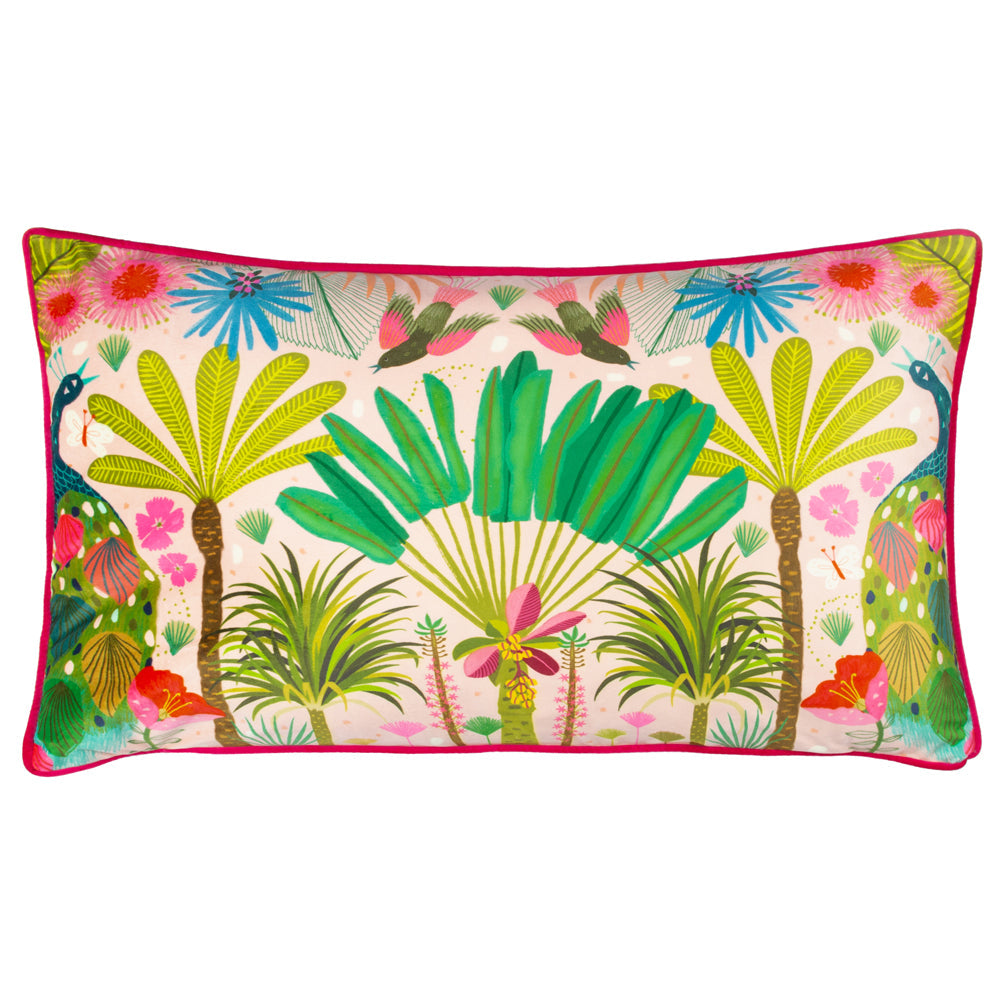 Tropical Peacock Illustrated Cushion