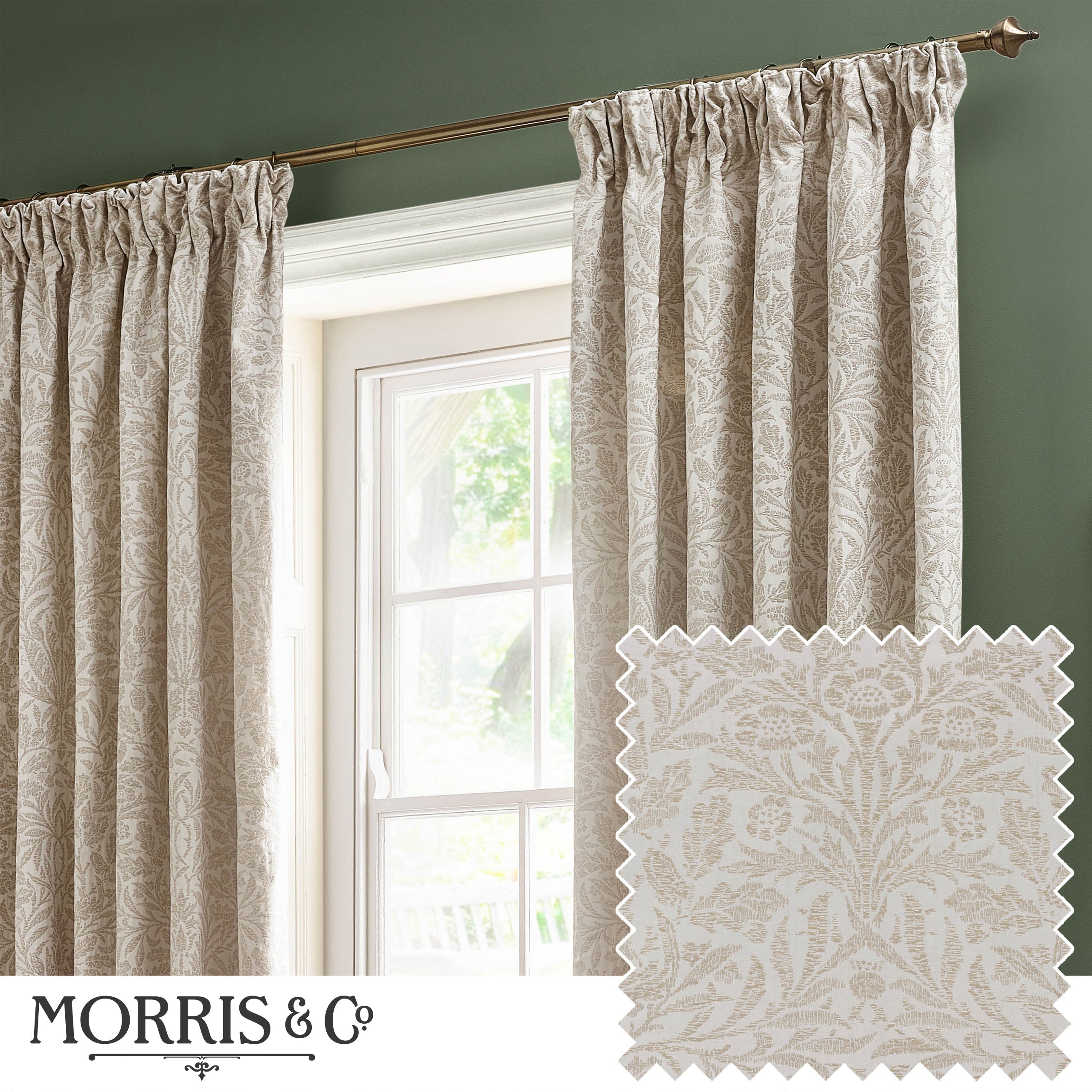 Acorn Tonal Matt Jacquard Pencil Pleat Curtains