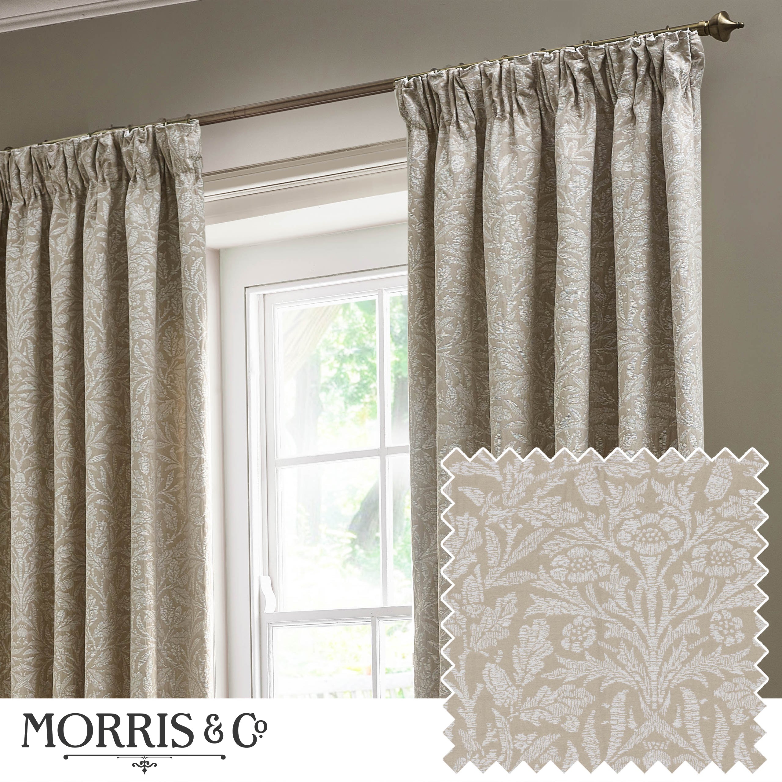 Acorn Tonal Matt Jacquard Pencil Pleat Curtains