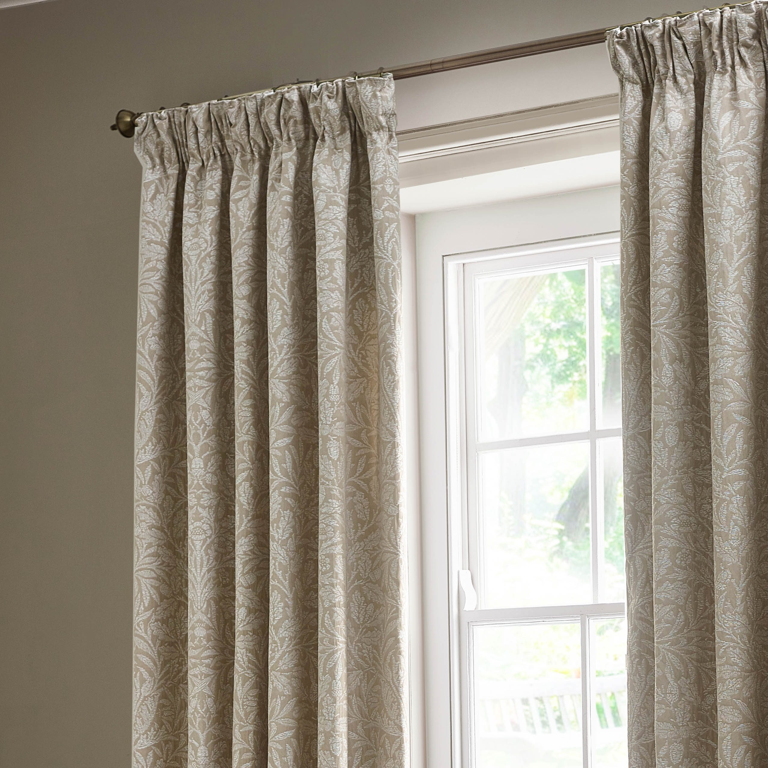 Acorn Tonal Matt Jacquard Pencil Pleat Curtains