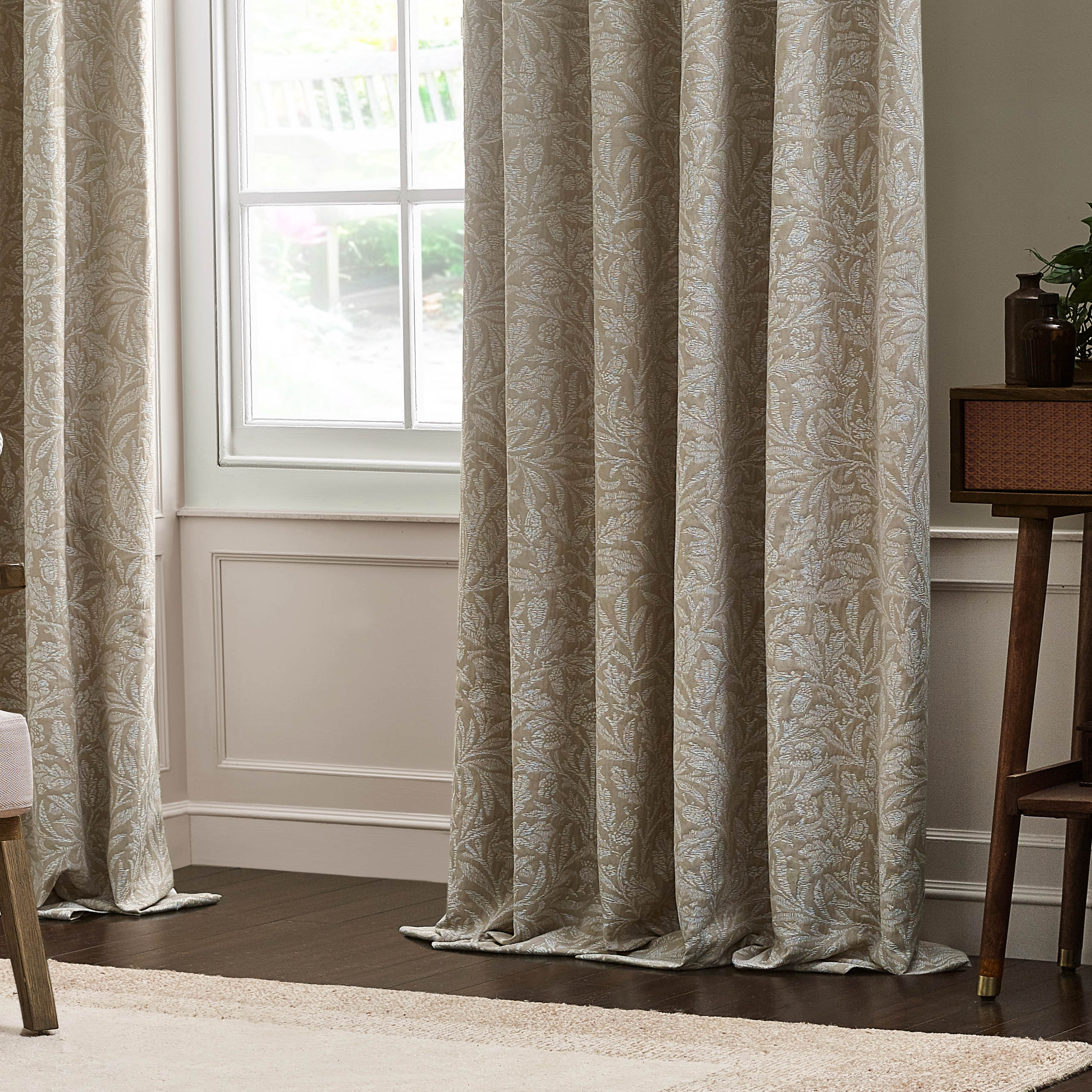 Acorn Tonal Matt Jacquard Pencil Pleat Curtains
