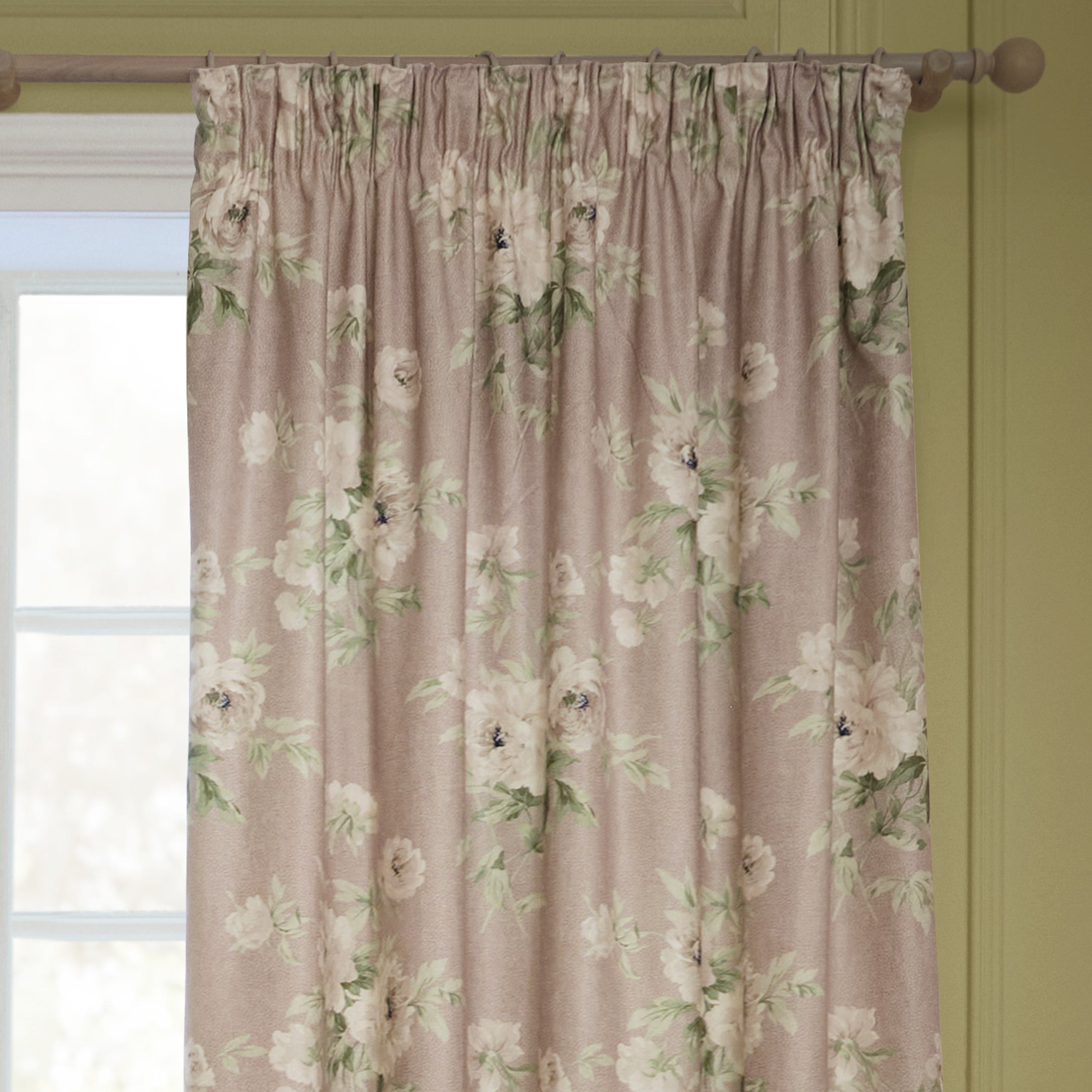 Adele Floral Chenille Pencil Pleat Curtains