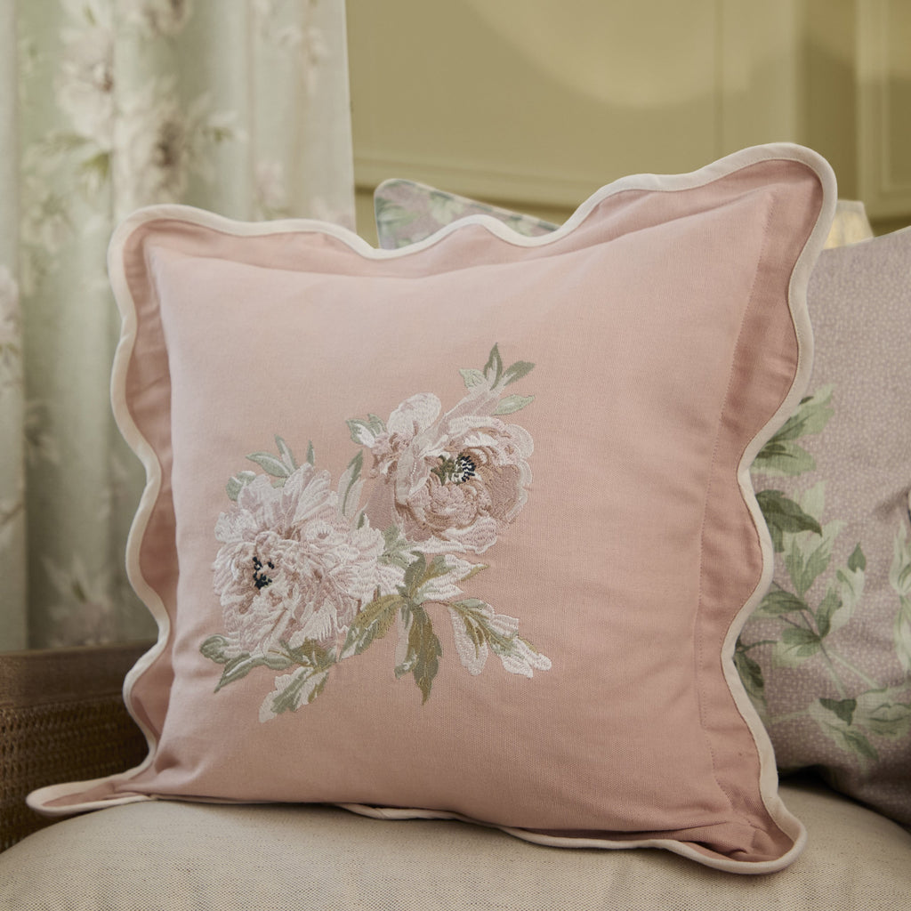 Adele Floral Embroidered Cushion