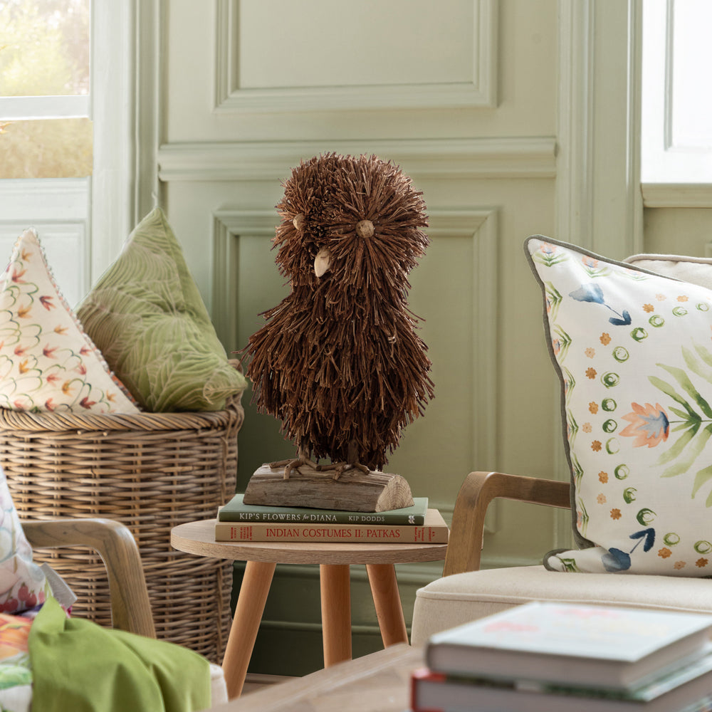 Alfred Hand Crafted Standing Owl Wooden Sculpture