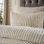 Alpine Striped Faux Fur Duvet Cover Set