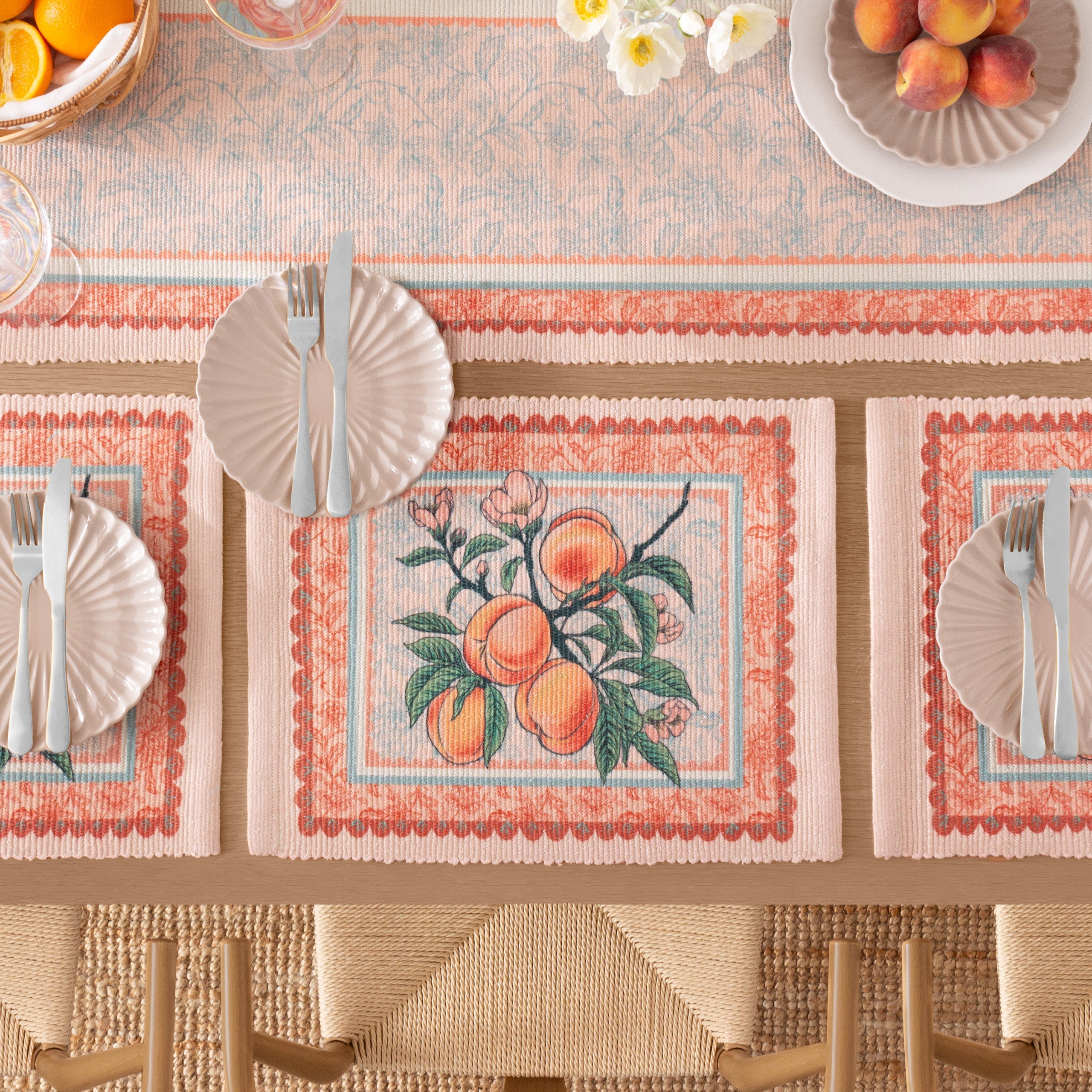 Anemone Peaches Indoor/Outdoor Table Runner