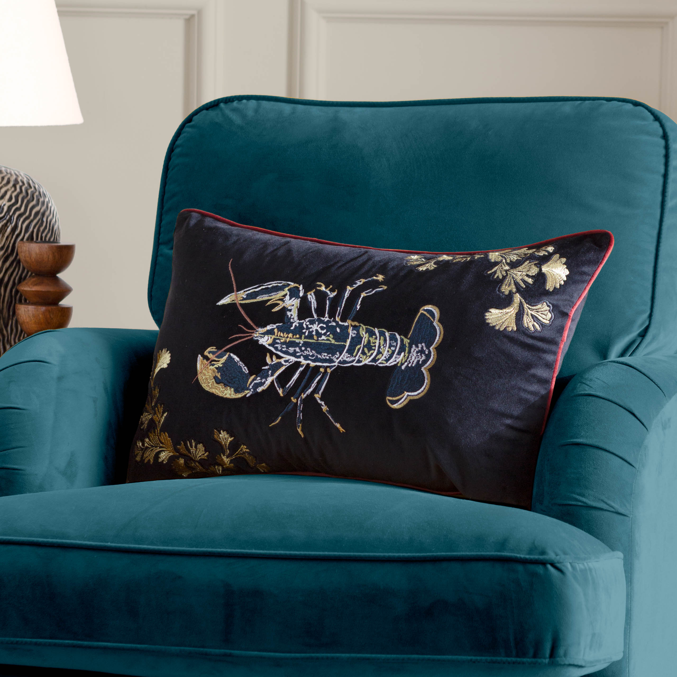 Atlantica Embroidered Velvet Cushion