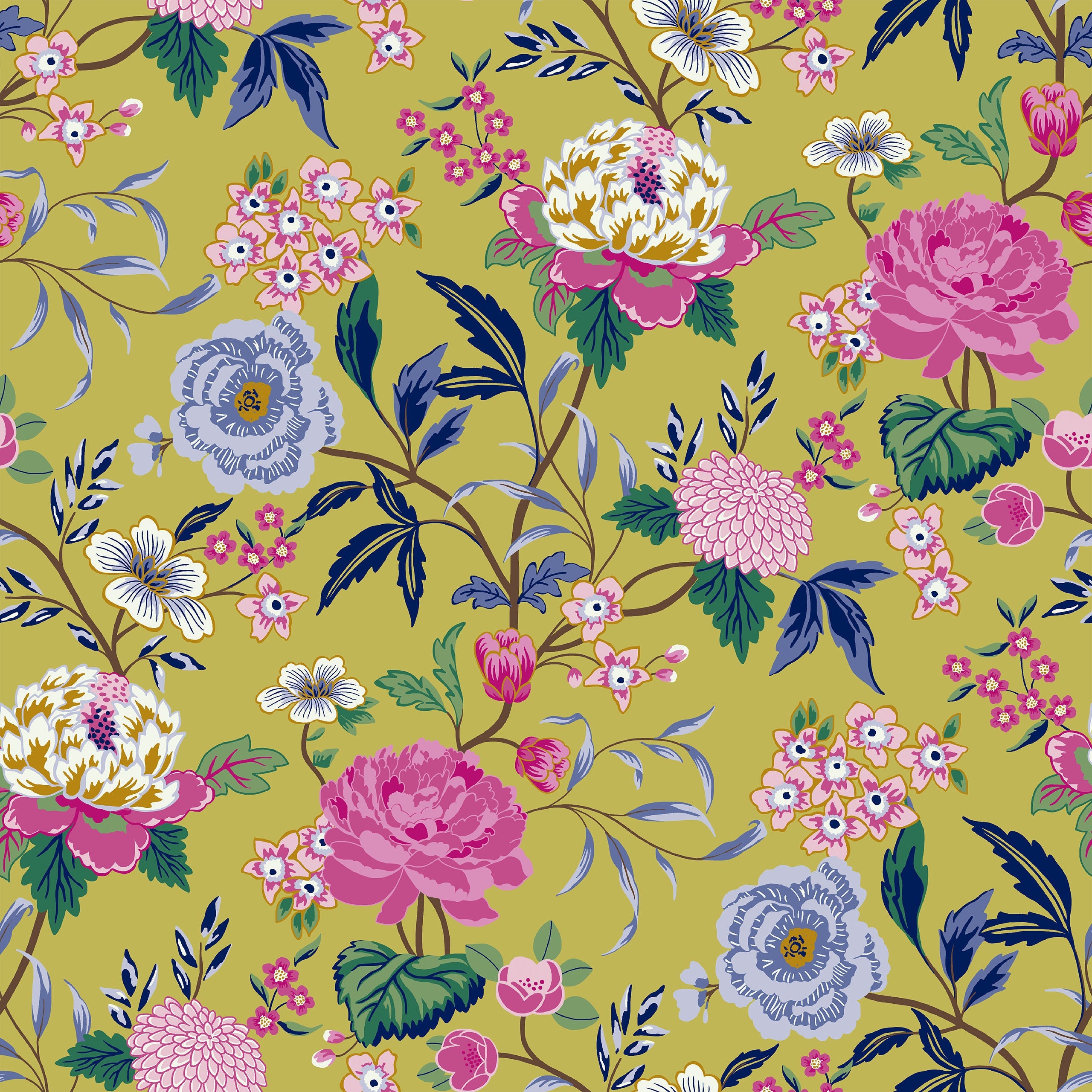 Azalea Bamboo Floral Fabric Sample