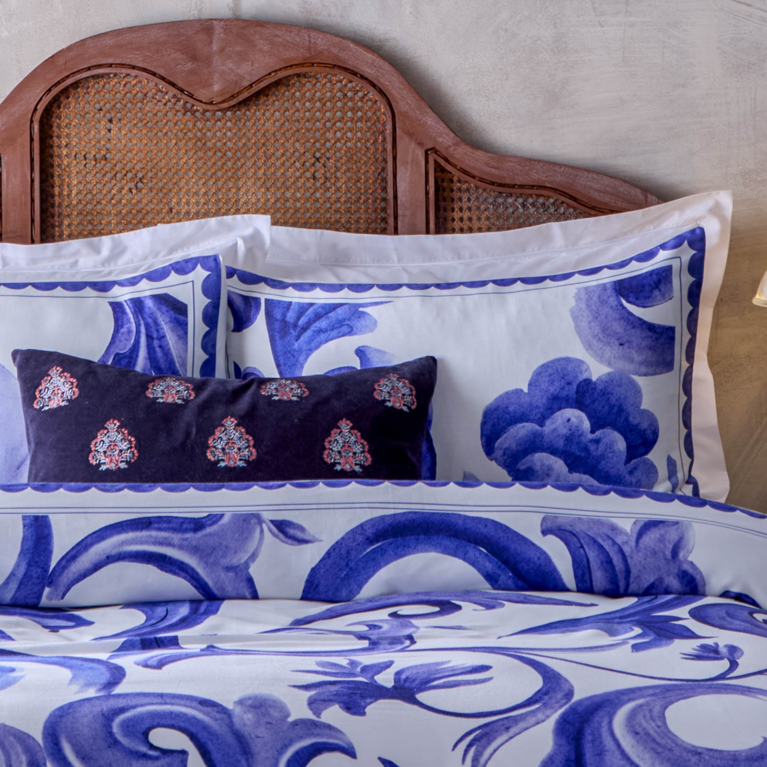 Azzurro Printed Cotton Pillowcase Pair
