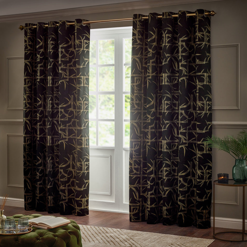 Bamboo Jacquard Room Darkening Eyelet Curtains
