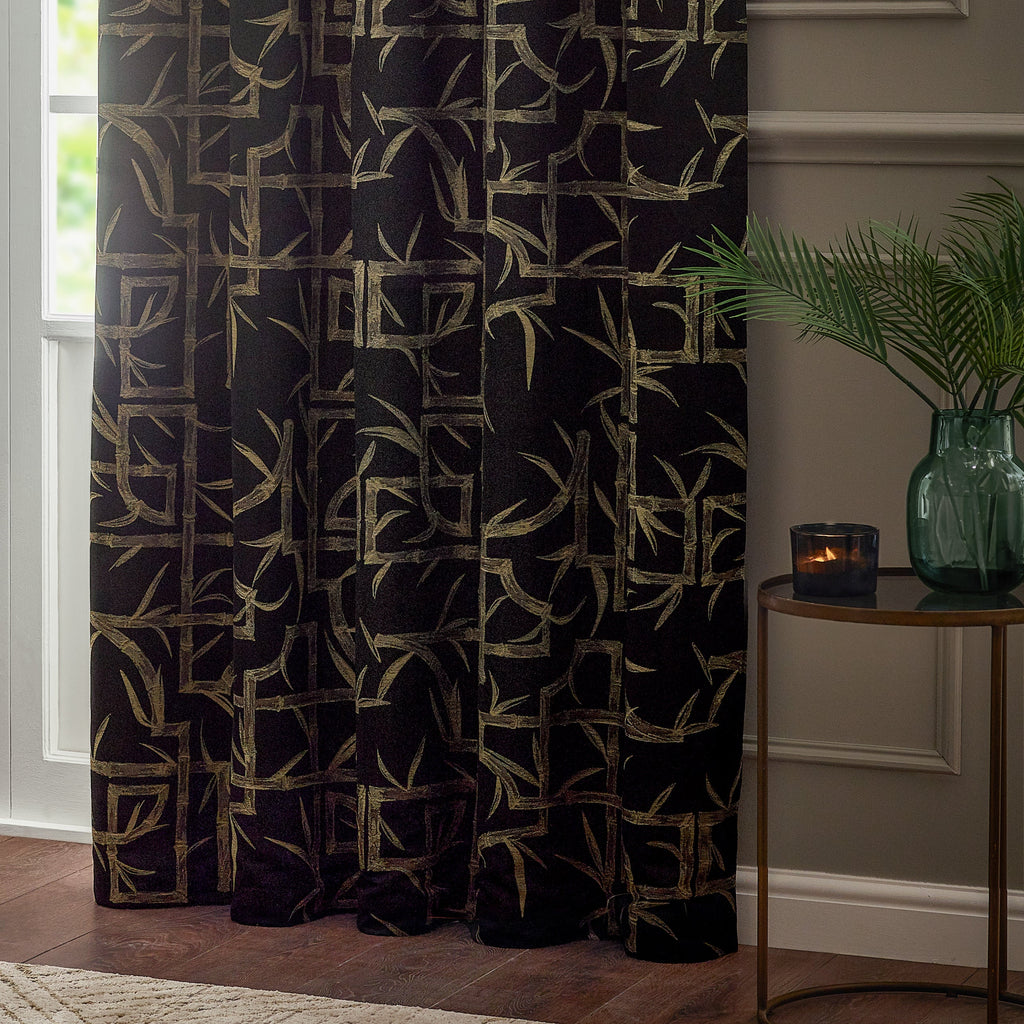 Bamboo Jacquard Room Darkening Eyelet Curtains