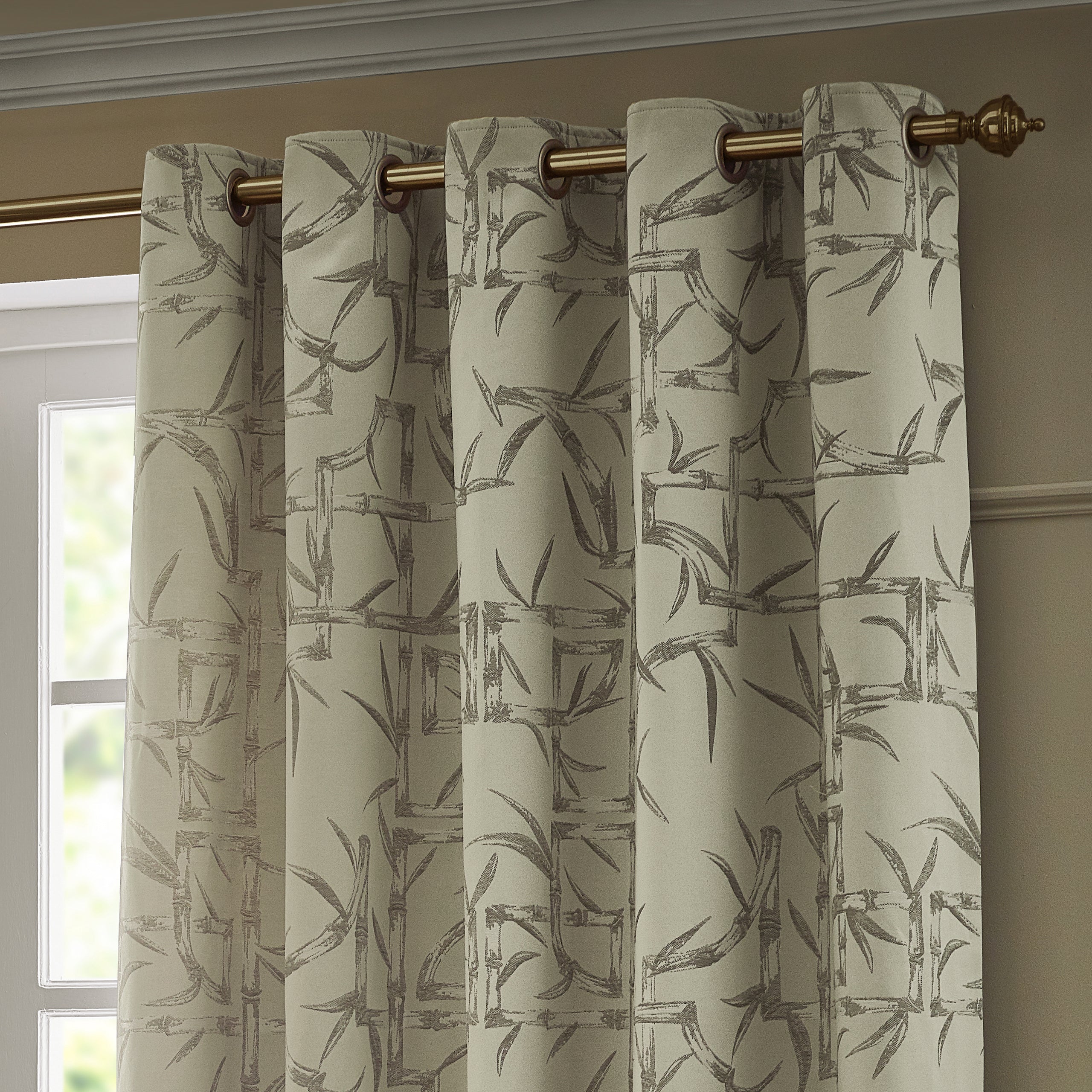 Bamboo Jacquard Room Darkening Eyelet Curtains