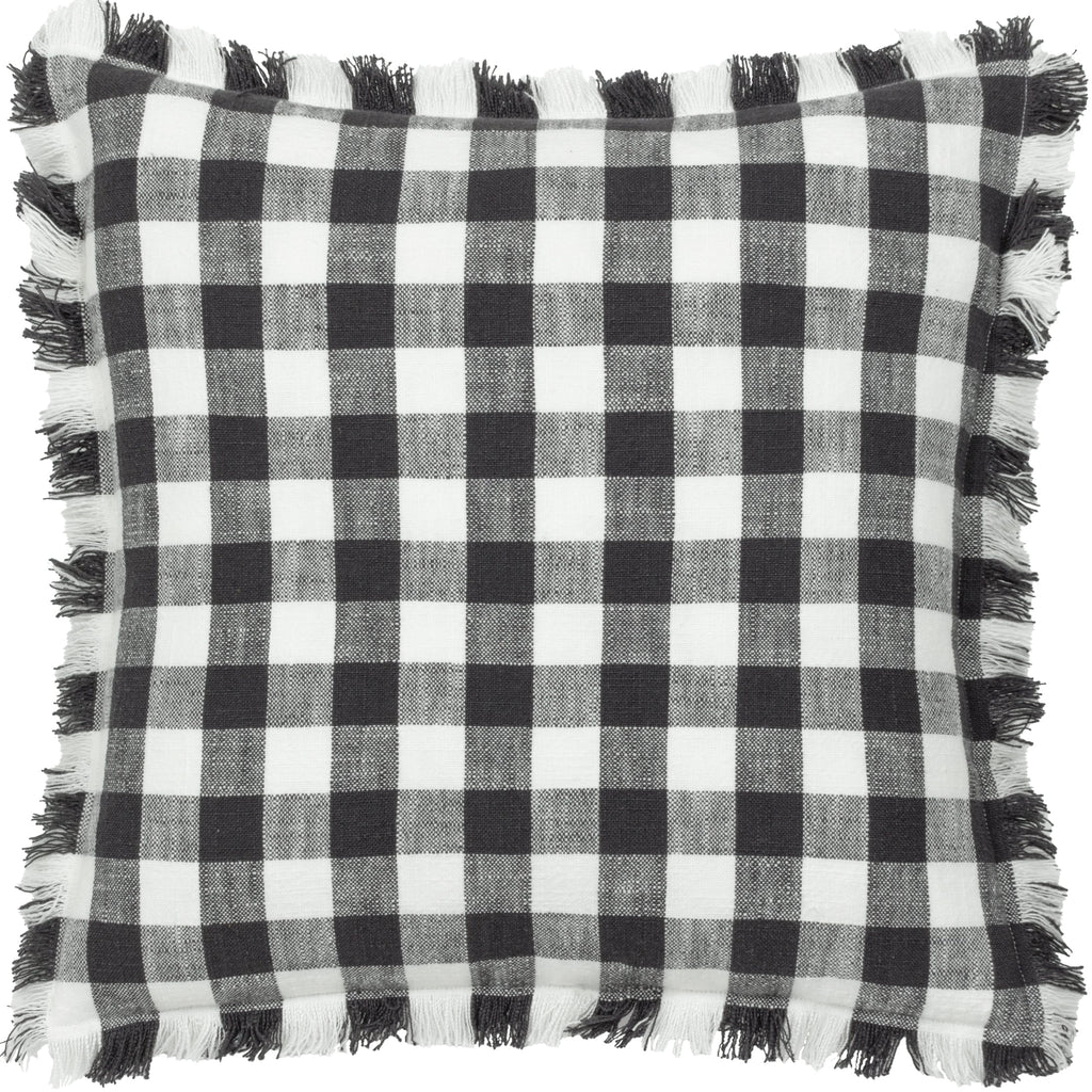 Barton Check Fringed Cushion