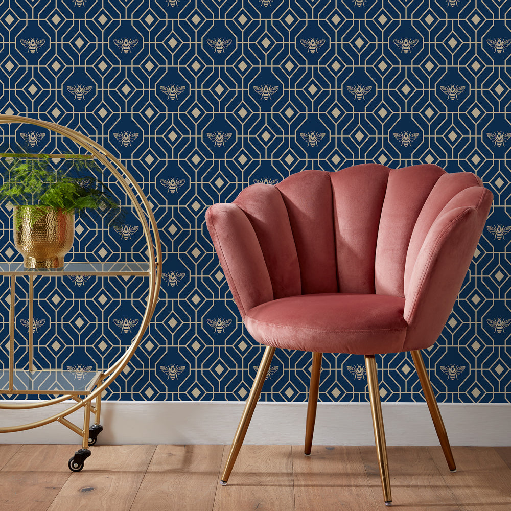 Bee Deco Gold Foil Wallpaper
