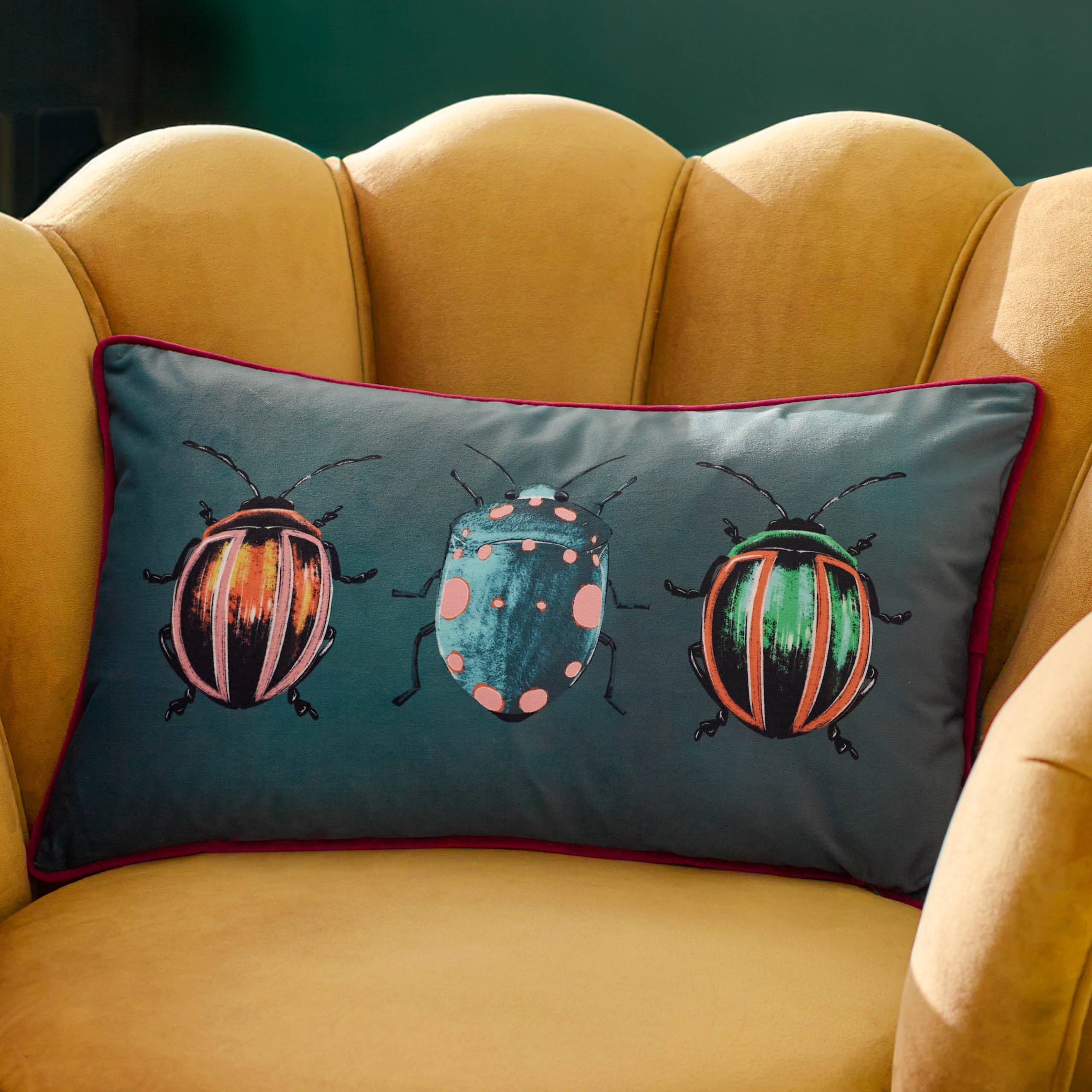 Beetalis Piped Velvet Cushion