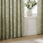 Bella Floral 100% Cotton Lined Pencil Pleat Curtains