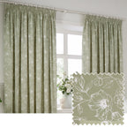 Bella Floral 100% Cotton Lined Pencil Pleat Curtains