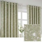 Bella Floral 100% Cotton Lined Eyelet Curtains