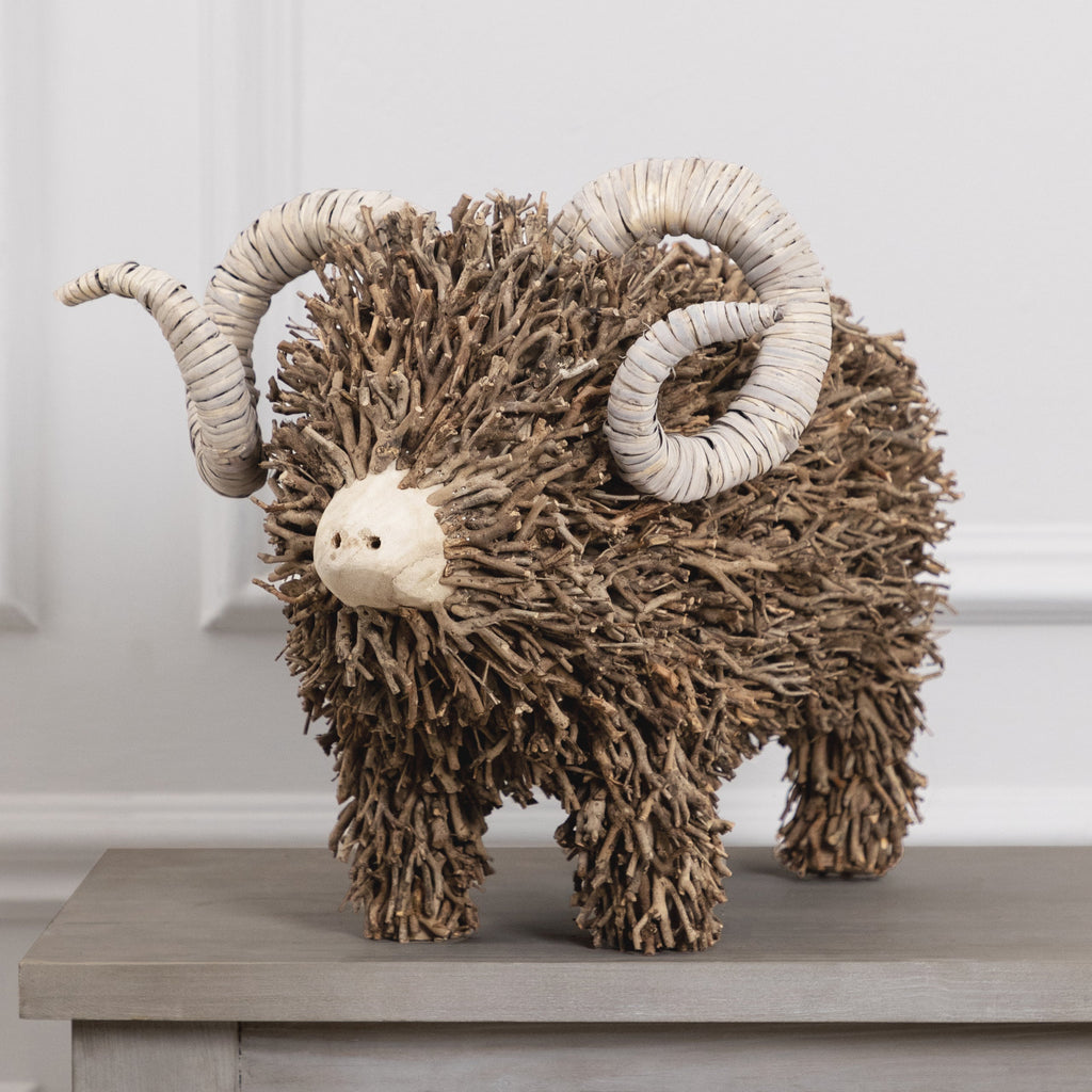 Betty Hand Crafted Ram Wooden Sculpture