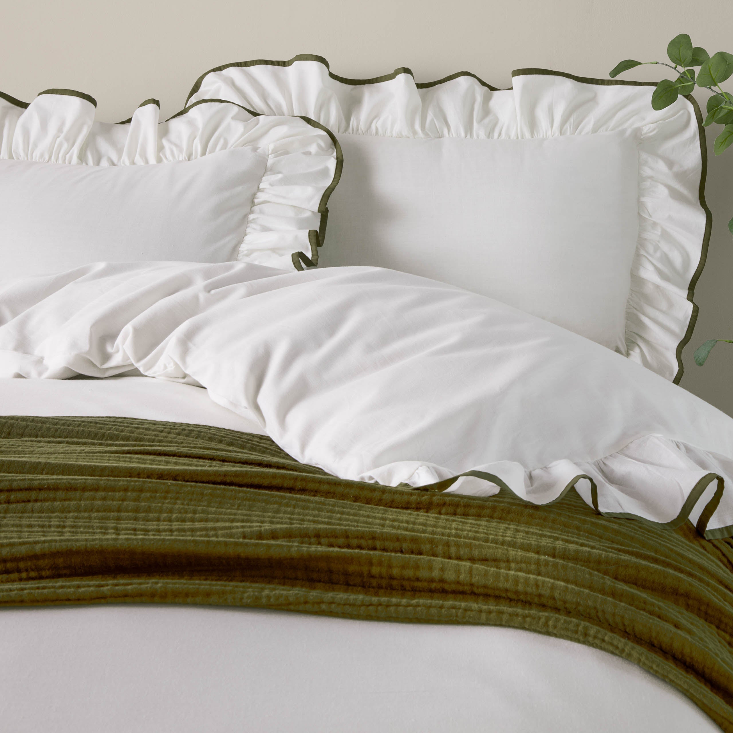 Blousey Ruffled Cotton Pillowcase Pair