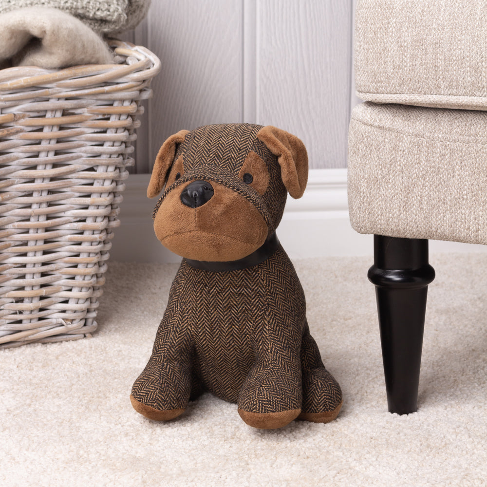 Boston Herringbone Dog Door Stop
