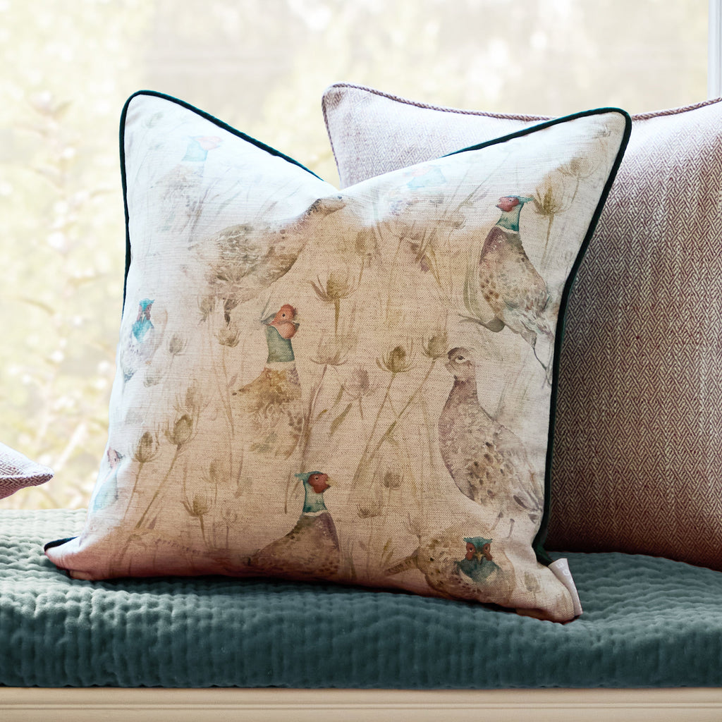 Bowmont Pheasant Printed Piped Cushion