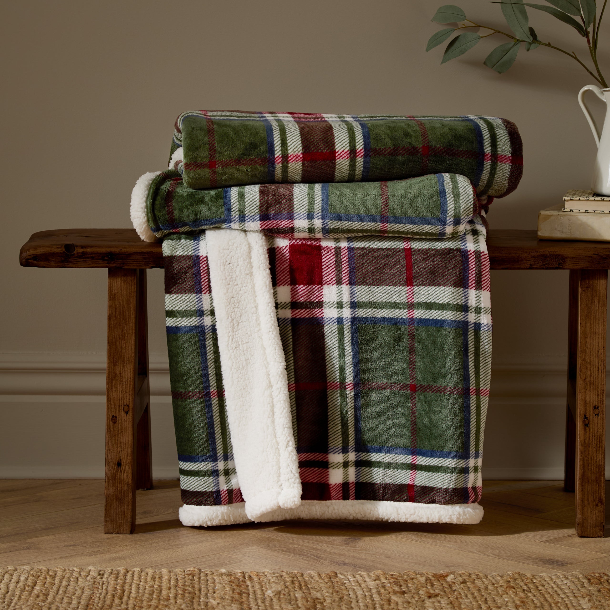 Braemar Check Sherpa Fleece Throw