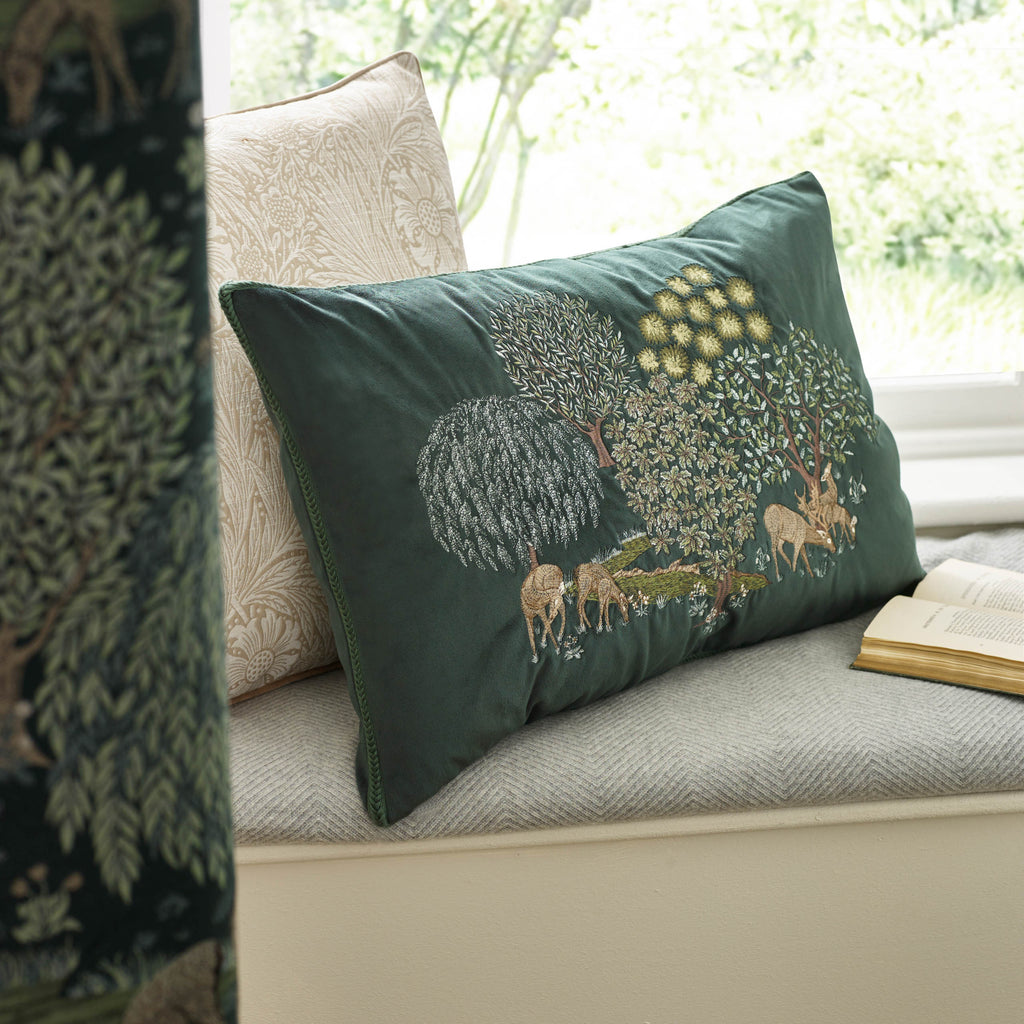 Brook Embroidered Velvet Cushion