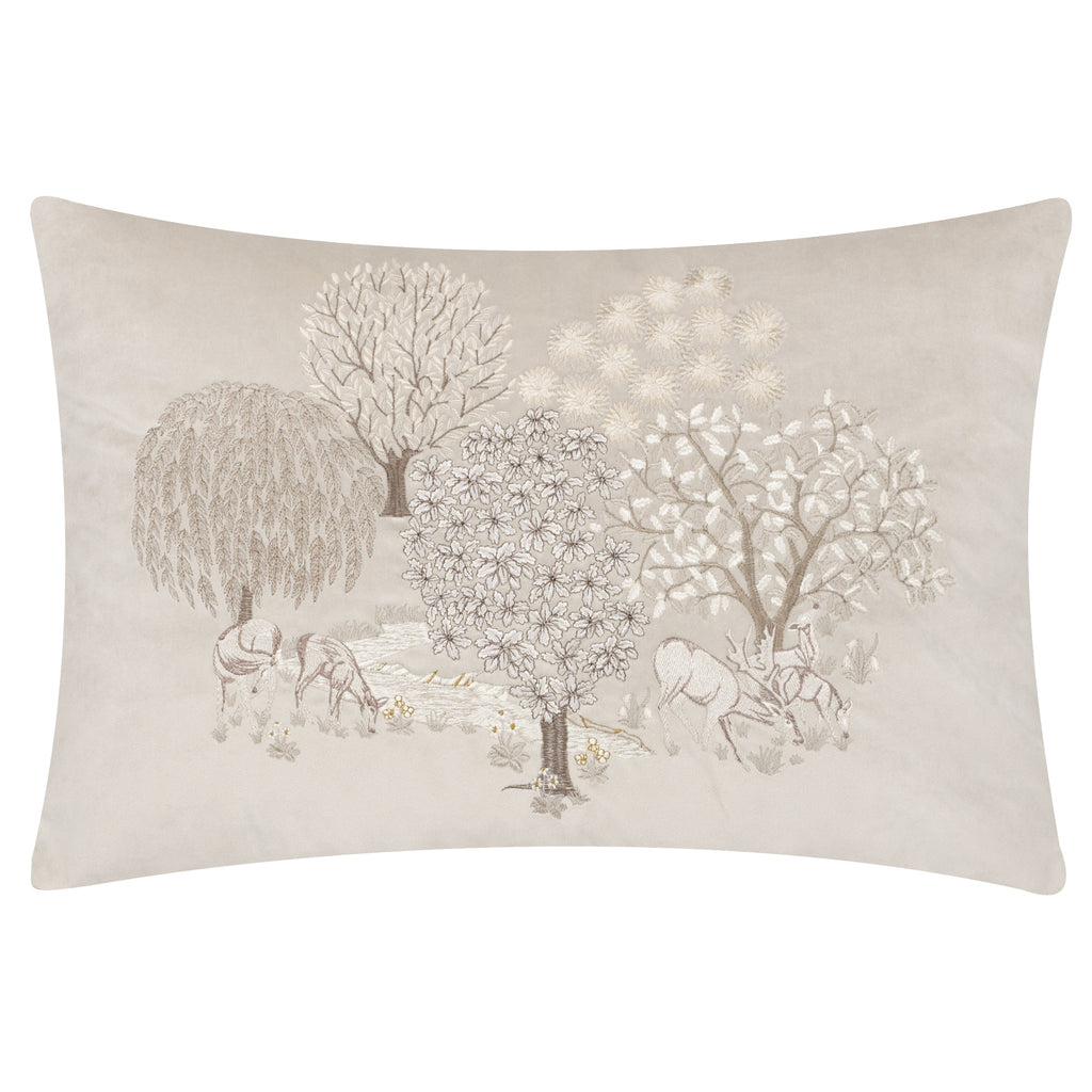 Brook Embroidered Velvet Cushion