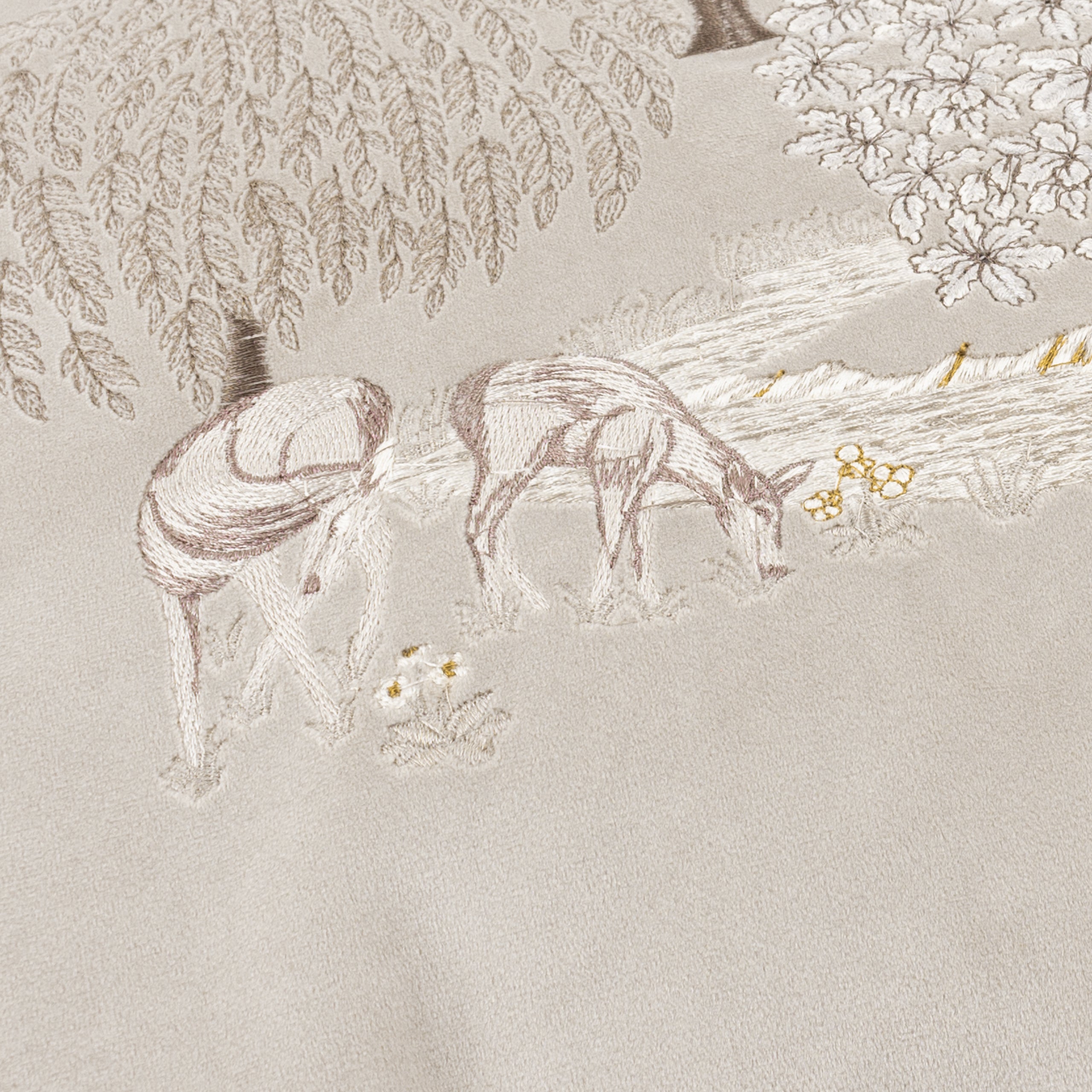 Brook Embroidered Velvet Cushion