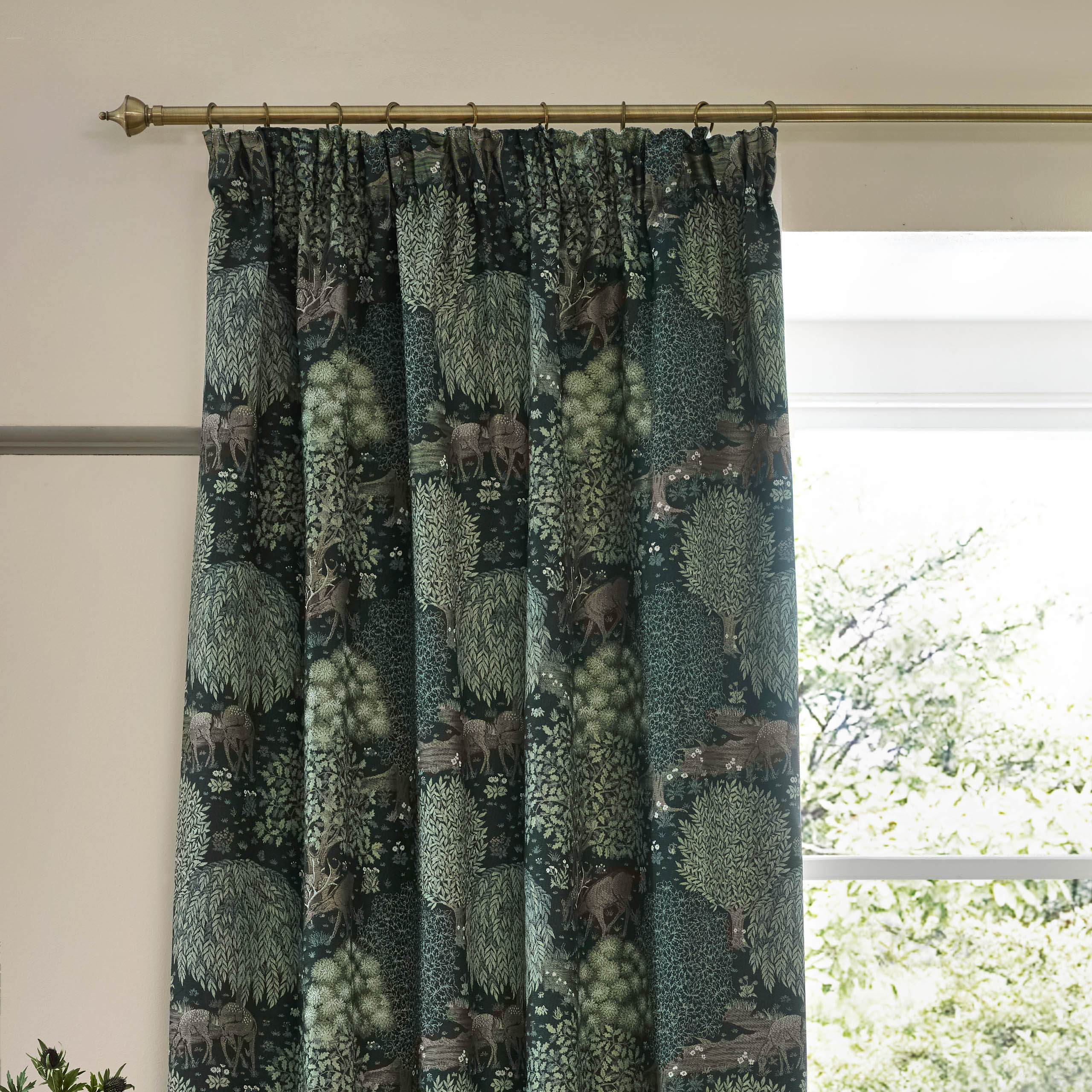 Brook Woodland Jacquard Pencil Pleat Curtains