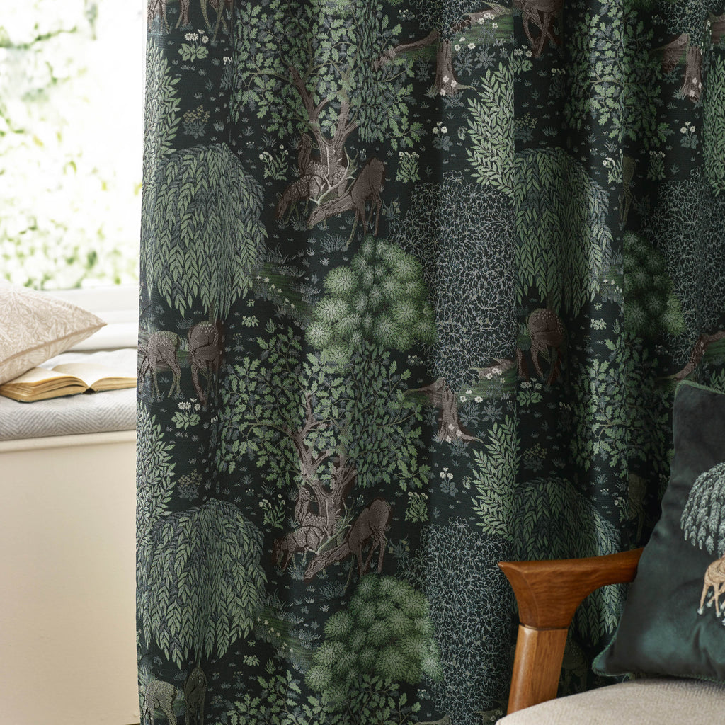 Brook Woodland Jacquard Pencil Pleat Curtains