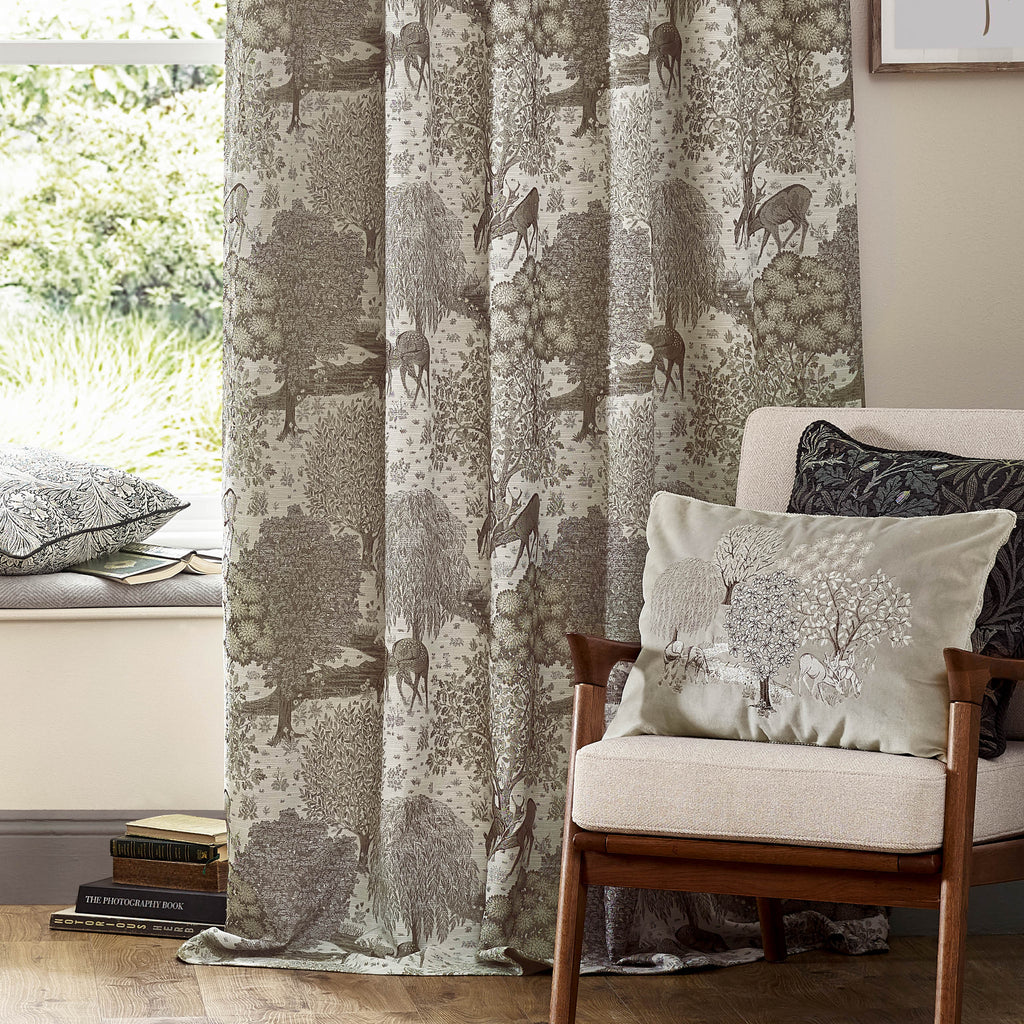 Brook Woodland Jacquard Pencil Pleat Curtains