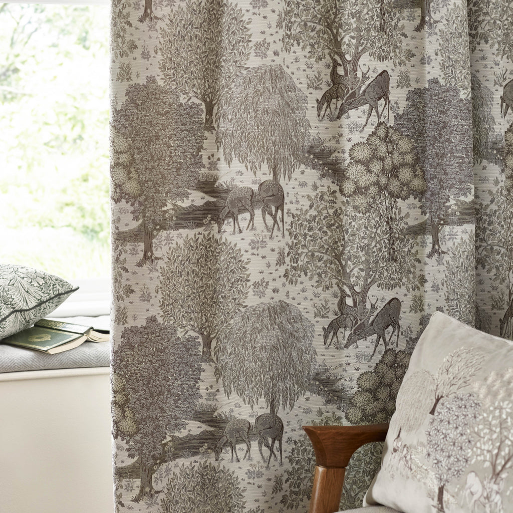 Brook Woodland Jacquard Pencil Pleat Curtains