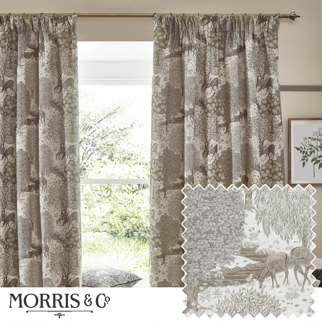 Brook Woodland Jacquard Pencil Pleat Curtains