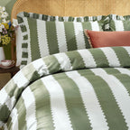 Birdie Stripe Ruffle Duvet Cover Set