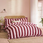 Birdie Stripe Ruffle Duvet Cover Set