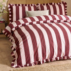 Birdie Stripe Ruffle Duvet Cover Set