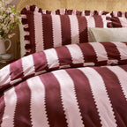 Birdie Stripe Ruffle Duvet Cover Set