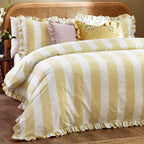 Birdie Stripe Ruffle Duvet Cover Set
