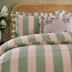 Birdie Stripe Ruffle Duvet Cover Set
