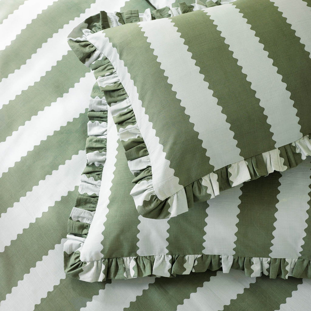 Birdie Stripe Ruffle Pillowcase Pair