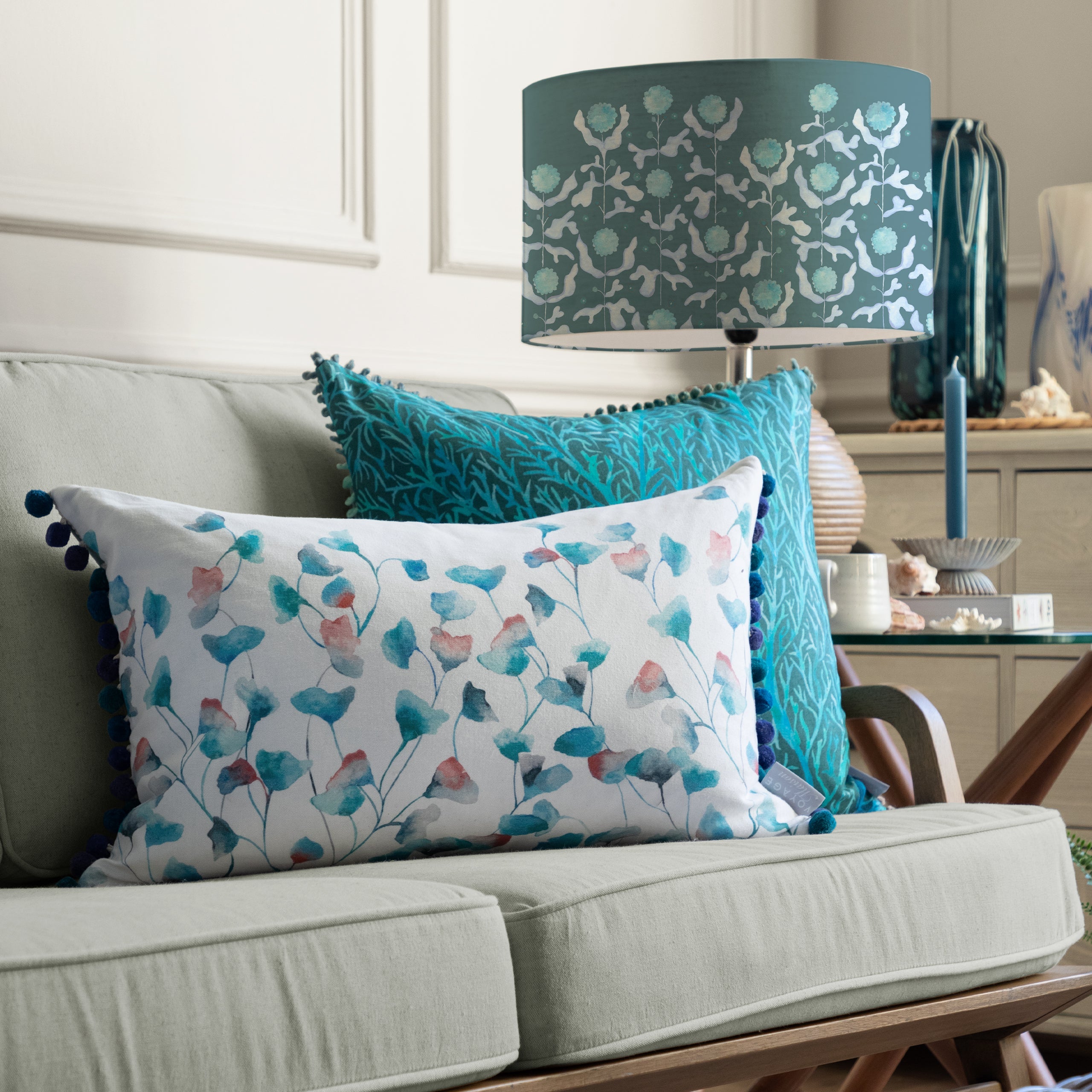 Cala Printed Pom Pom Cushion