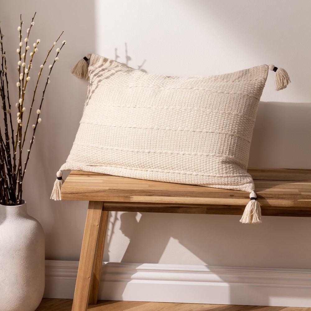 Caliche Textured Tasselled Cushion