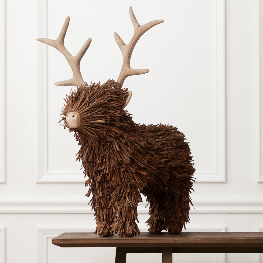 Stirling Standing Stag Wooden Sculpture