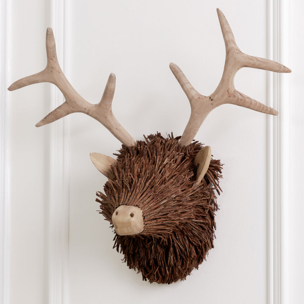 Stirling Wall Mount Stag Head Wooden Sculpture