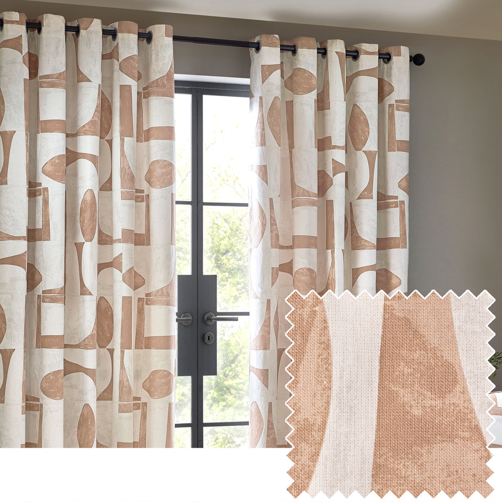 Carro Abstract 100% Cotton Lined Curtains